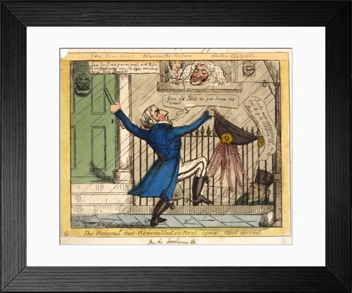 Framed Print : The general out-generalled, or, first come, first served Framed Print : The general out-generalled, or, first come, first served
