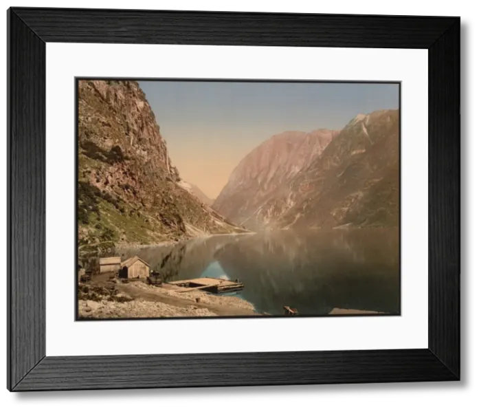 Framed Print : Naerofjord (i. e. Naeroyfjord) from Gudvangen, Sognefjord, N Framed Print : Naerofjord (i. e. Naeroyfjord) from Gudvangen, Sognefjord, N