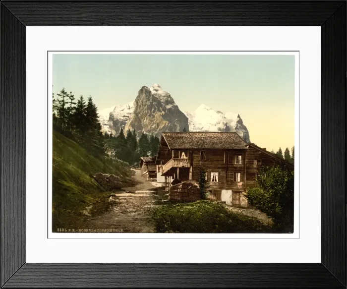 Framed Print : Rosenlaui, with sawmill, Bernese Oberland, Switzerland Framed Print : Rosenlaui, with sawmill, Bernese Oberland, Switzerland