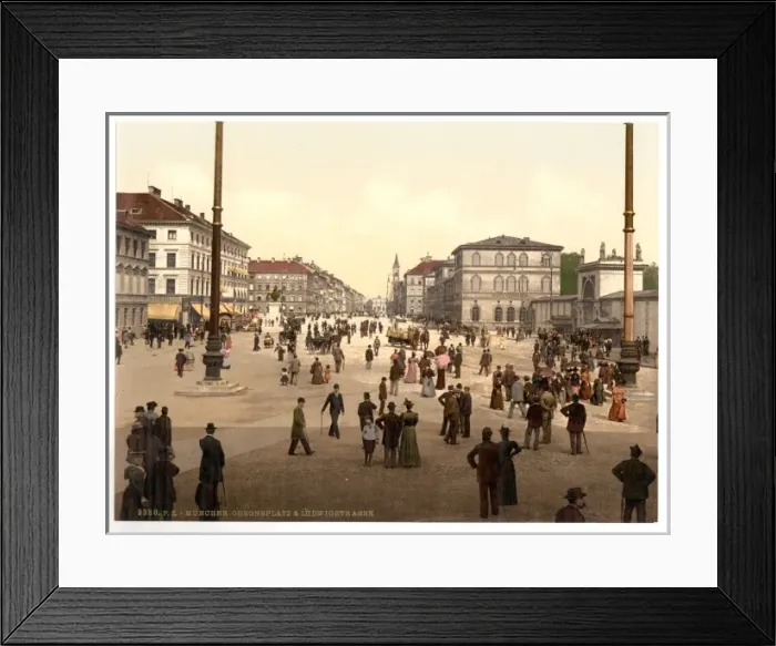 Framed Print : Odeonplatz (i. e. Odensplatz)and Ludwigstrasse, Munich, Bavar Framed Print : Odeonplatz (i. e. Odensplatz)and Ludwigstrasse, Munich, Bavar