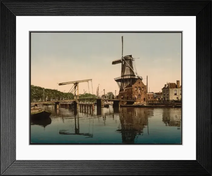 Framed Print : Catharine Bridge and windmill, Haarlem, Holland Framed Print : Catharine Bridge and windmill, Haarlem, Holland