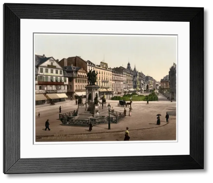 Framed Print : Goethes Place and Goethe-Gutenburg Monument, Frankfort on M Framed Print : Goethes Place and Goethe-Gutenburg Monument, Frankfort on M
