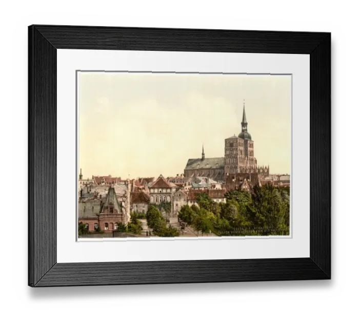 Framed Print : General view, from Knieperdamm, showing warm baths, Stralsun Framed Print : General view, from Knieperdamm, showing warm baths, Stralsun