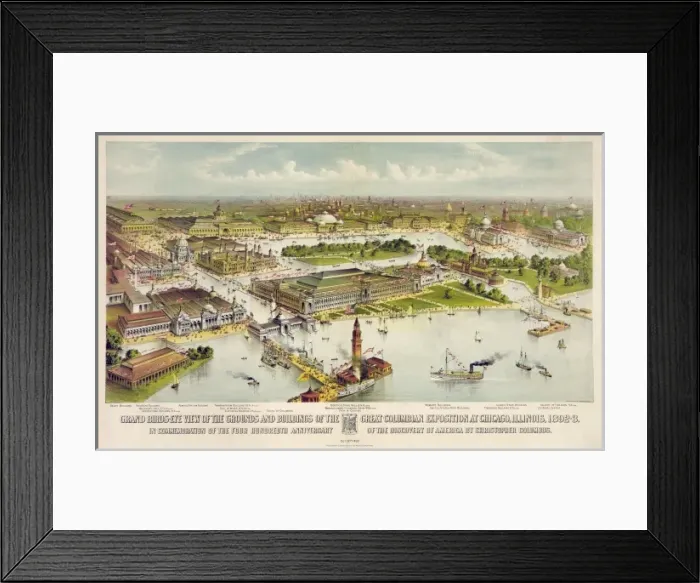 Framed Print : Grand birds-eye view of the grounds and buildings of the gre Framed Print : Grand birds-eye view of the grounds and buildings of the gre