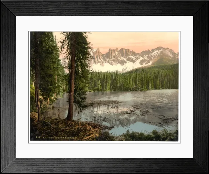 Framed Print : The Lower Karersee, Tyrol, Austro-Hungary Framed Print : The Lower Karersee, Tyrol, Austro-Hungary