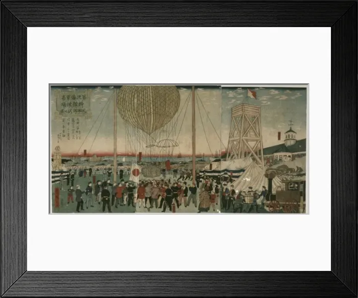 Framed Print : Hot air balloon test at the Navy Department in Tsukiji Framed Print : Hot air balloon test at the Navy Department in Tsukiji