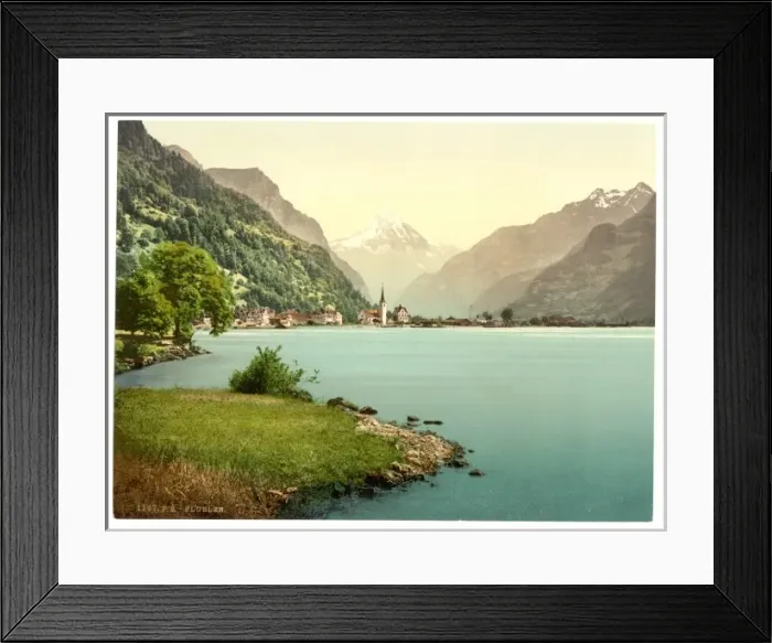 Framed Print : Fluelen, general view, Lake Lucerne, Switzerland Framed Print : Fluelen, general view, Lake Lucerne, Switzerland