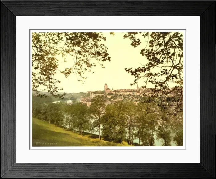 Framed Print : General view of the town, with Kirchenfeld Bridge, as seen f Framed Print : General view of the town, with Kirchenfeld Bridge, as seen f