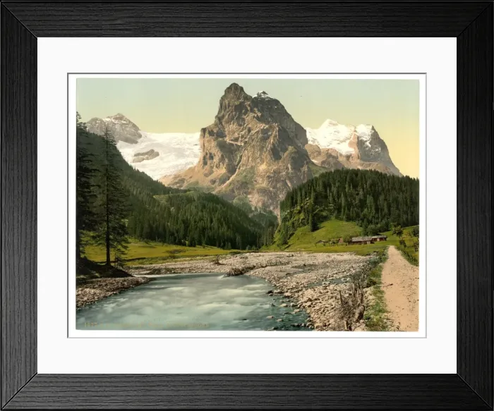 Framed Print : Rosenlaui, with well and Wetterhorn, Bernese Oberland, Switz Framed Print : Rosenlaui, with well and Wetterhorn, Bernese Oberland, Switz