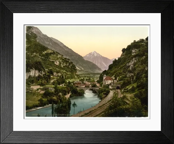 Framed Print : St. Maurice, the bridge and entrance to tunnel, Valais, Alps Framed Print : St. Maurice, the bridge and entrance to tunnel, Valais, Alps