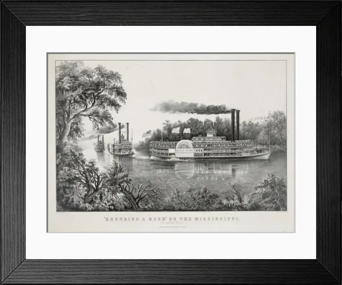 Framed Print : Rounding a bend on the Mississippi: the parting salute Framed Print : Rounding a bend on the Mississippi: the parting salute
