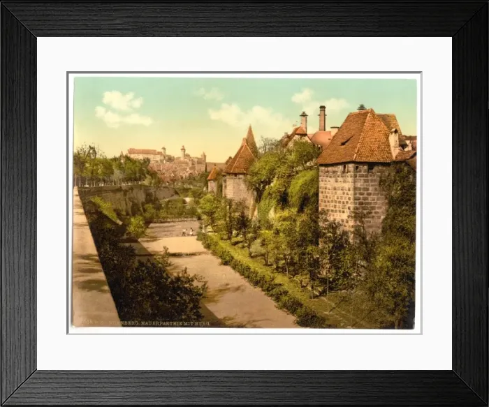 Framed Print : Part of wall with castle, Nuremberg, Bavaria, Germany Framed Print : Part of wall with castle, Nuremberg, Bavaria, Germany