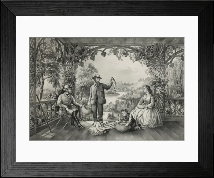 Framed Print : Home from the brook: the lucky fishermen Framed Print : Home from the brook: the lucky fishermen