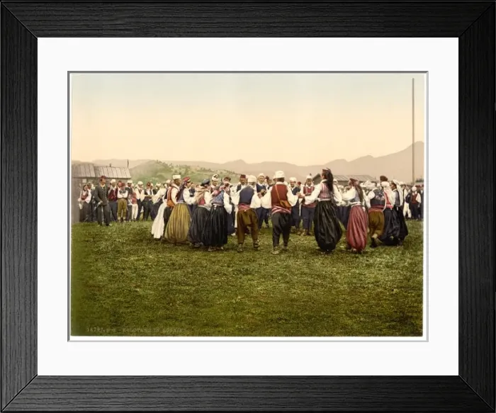 Framed Print : Peasants dancing, Bosnia, Austro-Hungary Framed Print : Peasants dancing, Bosnia, Austro-Hungary