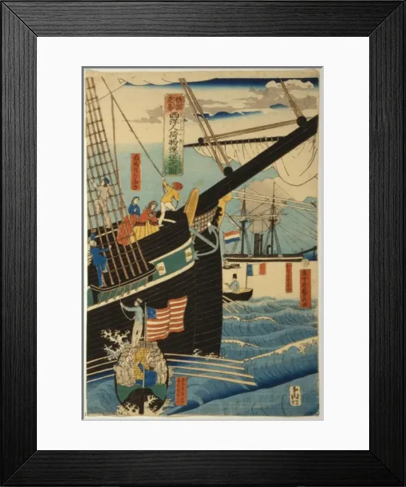 Framed Print : Picture of Western traders at Yokohama transporting merchand Framed Print : Picture of Western traders at Yokohama transporting merchand