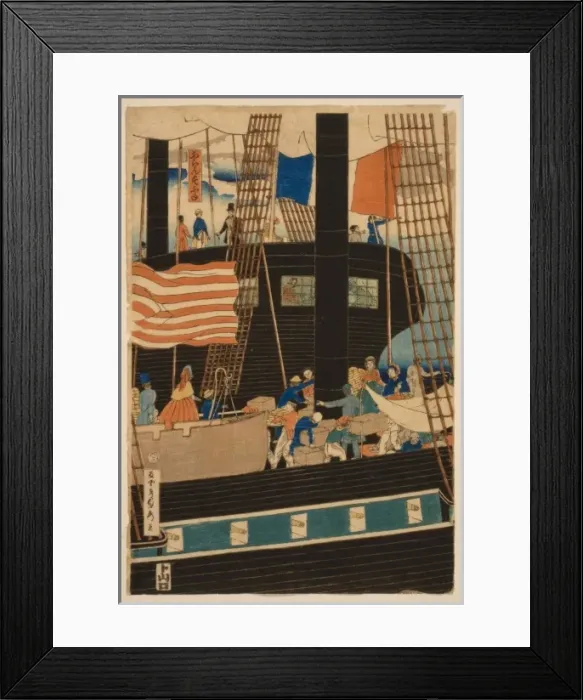 Framed Print : Western traders loading cargo in Yokohama Framed Print : Western traders loading cargo in Yokohama