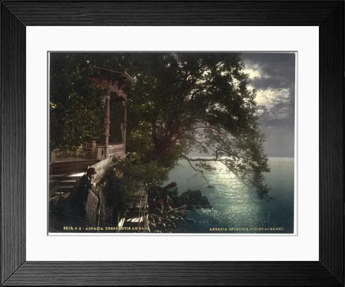 Framed Print : Abbazia, moonlight near the baths, Istria, Austro-Hungary Framed Print : Abbazia, moonlight near the baths, Istria, Austro-Hungary