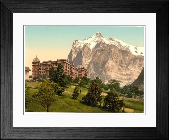 Framed Print : Grindelwald, view of Hotel Baren and Wetterhorn Mountain, Be Framed Print : Grindelwald, view of Hotel Baren and Wetterhorn Mountain, Be