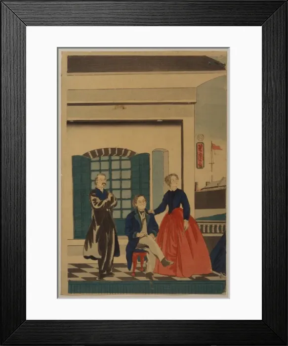 Framed Print : America. Japanese triptych print shows the American consul Framed Print : America. Japanese triptych print shows the American consul