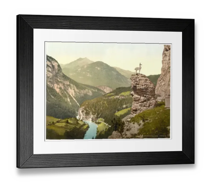 Framed Print : Finstermunz Road showing chamois, Tyrol, Austro-Hungary Framed Print : Finstermunz Road showing chamois, Tyrol, Austro-Hungary