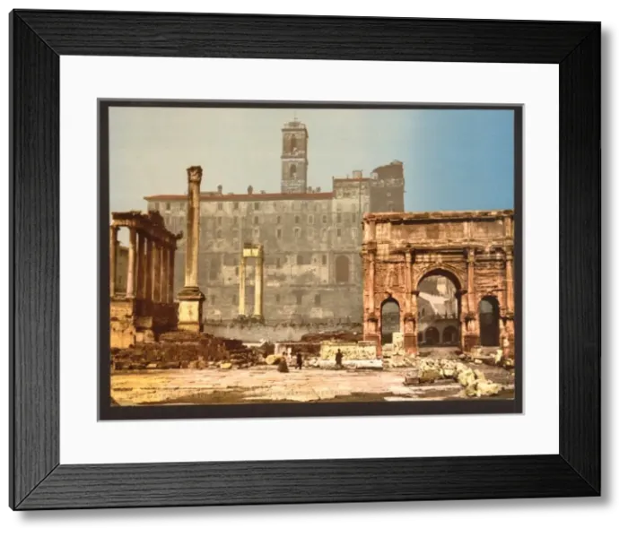 Framed Print : Temple of Saturn and Triumphal Arch of Septimus Severus, Rom Framed Print : Temple of Saturn and Triumphal Arch of Septimus Severus, Rom