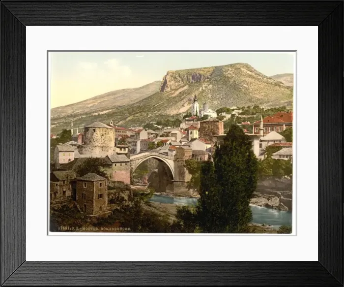 Framed Print : Mostar, Romer Bridge, Herzegowina, Austro-Hungary Framed Print : Mostar, Romer Bridge, Herzegowina, Austro-Hungary