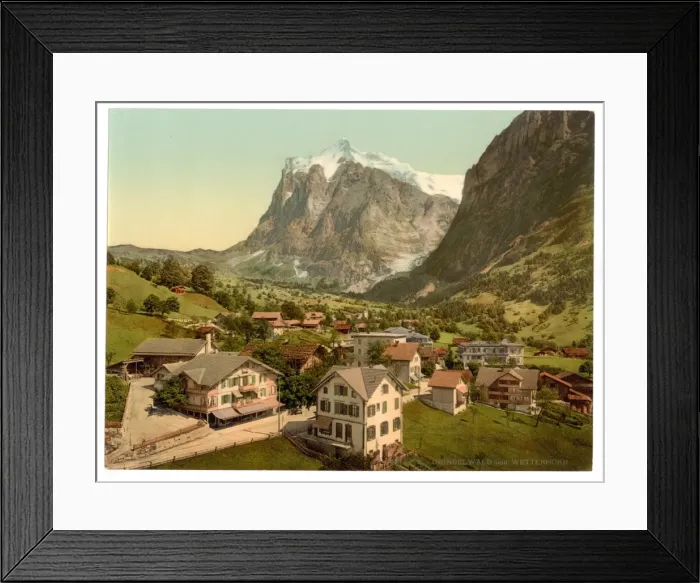 Framed Print : Grindelwald and Wetterhorn Mountain, Bernese Oberland, Switz Framed Print : Grindelwald and Wetterhorn Mountain, Bernese Oberland, Switz