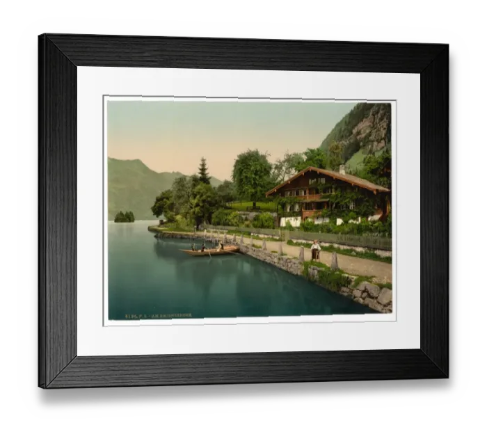 Framed Print : Brienz Lake, chalet on the lake, Bernese Oberland, Switzerla Framed Print : Brienz Lake, chalet on the lake, Bernese Oberland, Switzerla