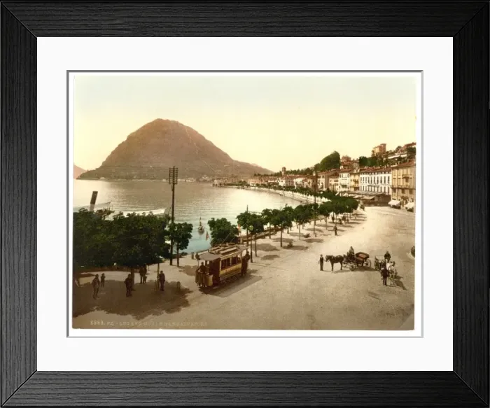 Framed Print : Lugano, the quay, and San Salvatore, Tessin, Switzerland Framed Print : Lugano, the quay, and San Salvatore, Tessin, Switzerland