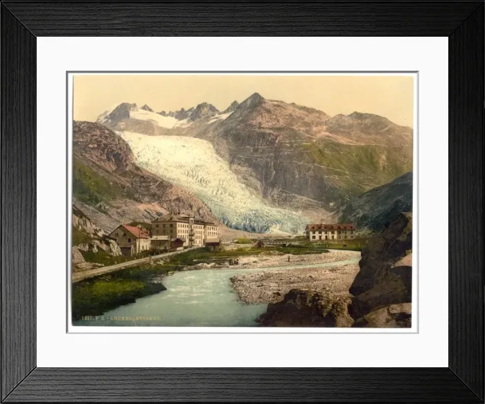 Framed Print : The Rhone Glacier, Glacier Hotel and Furka Road, Valais, Alp Framed Print : The Rhone Glacier, Glacier Hotel and Furka Road, Valais, Alp