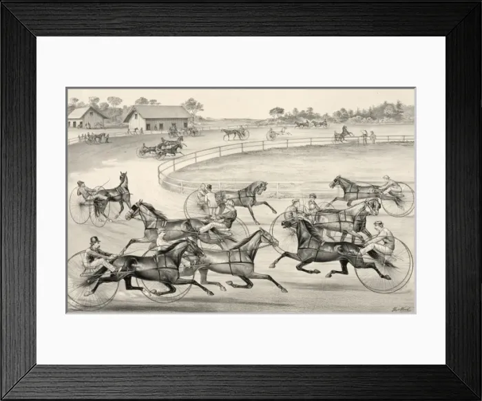 Framed Print : Trotters on the grand circuit: warming up Framed Print : Trotters on the grand circuit: warming up