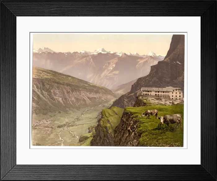 Framed Print : Gemmi Hotel and Leuk, Valais, Alps of, Switzerland Framed Print : Gemmi Hotel and Leuk, Valais, Alps of, Switzerland