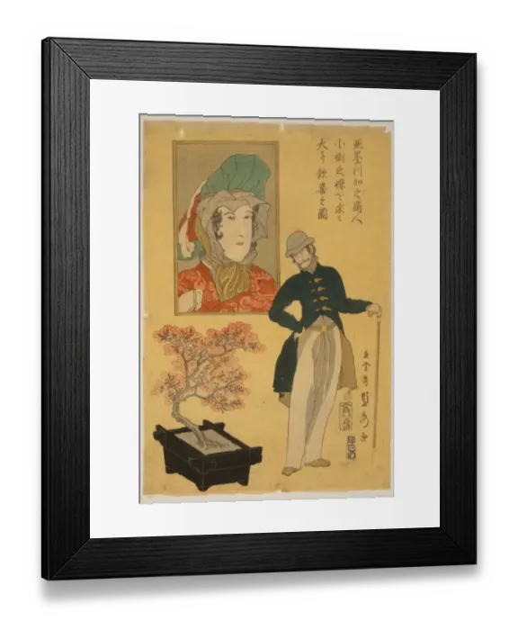 Framed Print : American merchant delighted with miniature cherry tree Framed Print : American merchant delighted with miniature cherry tree