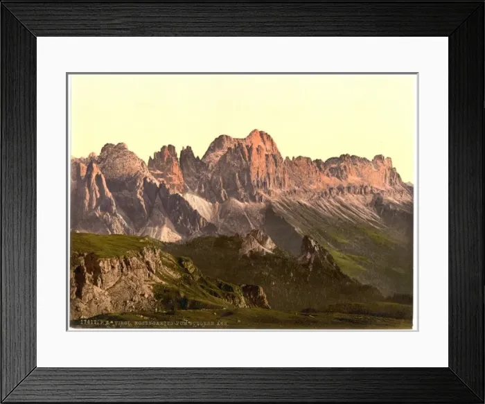 Framed Print : Rosengarten Group from Schlern, Tyrol, Austro-Hungary Framed Print : Rosengarten Group from Schlern, Tyrol, Austro-Hungary