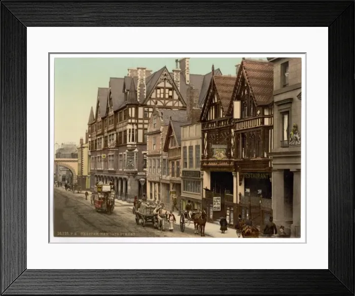 Framed Print : Eastgate Street and Newgate Street, Chester, England Framed Print : Eastgate Street and Newgate Street, Chester, England