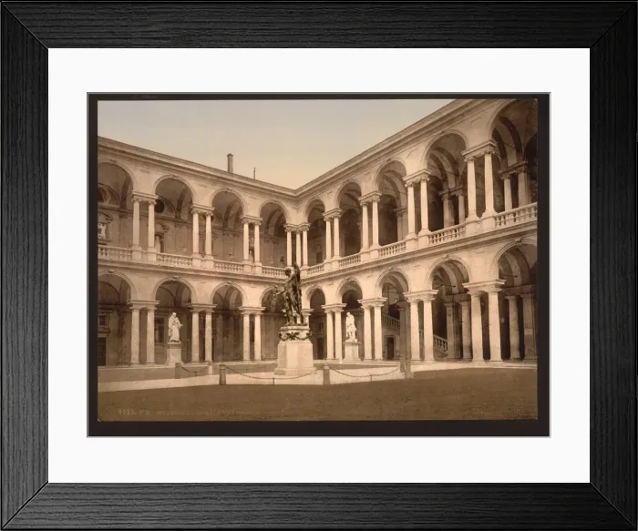 Framed Print : The Court of Brera (i. e. Brera Palace courtyard), Milan, Ita Framed Print : The Court of Brera (i. e. Brera Palace courtyard), Milan, Ita