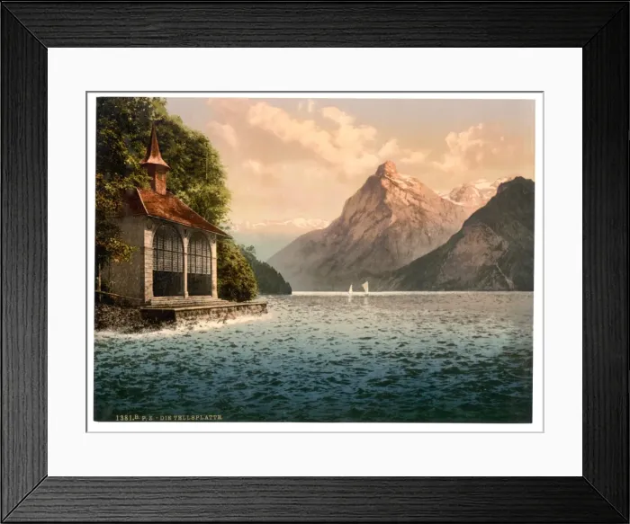 Framed Print : Tells Chapel, evening view, Lake Lucerne, Switzerland Framed Print : Tells Chapel, evening view, Lake Lucerne, Switzerland