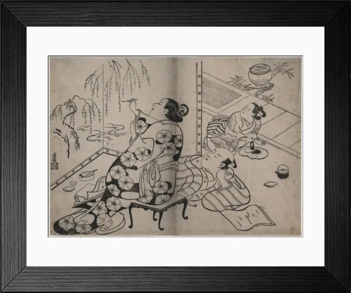 Framed Print : Courtesan painting a screen Framed Print : Courtesan painting a screen