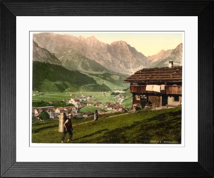 Framed Print : Engelberg Valley and Peasants House, Bernese Oberland, Swit Framed Print : Engelberg Valley and Peasants House, Bernese Oberland, Swit