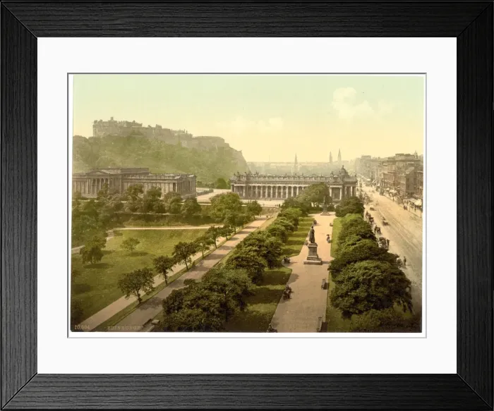 Framed Print : Princess Street (i. e. Princes Street) and castle from Scott Framed Print : Princess Street (i. e. Princes Street) and castle from Scott