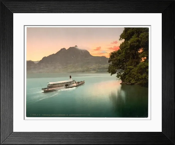 Framed Print : The Lake of the Four Cantons, evening tints, Lake Lucerne, S Framed Print : The Lake of the Four Cantons, evening tints, Lake Lucerne, S