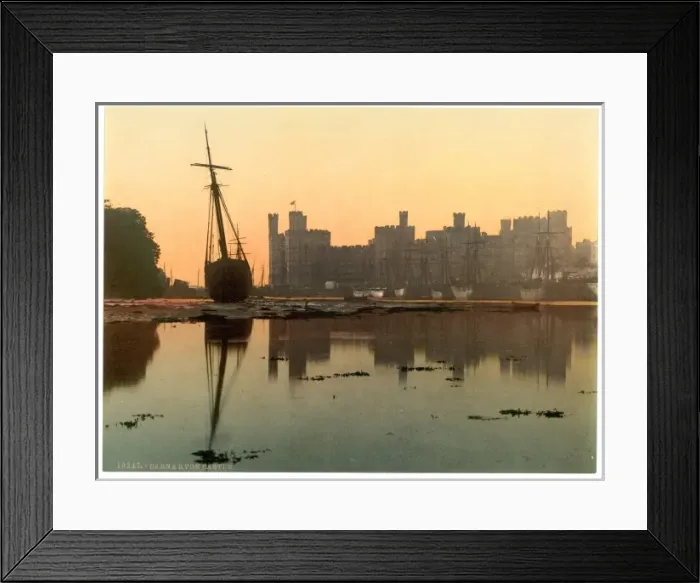 Framed Print : General view, sunset, Carnarvon Castle (i. e. Caernarfon), Wa Framed Print : General view, sunset, Carnarvon Castle (i. e. Caernarfon), Wa