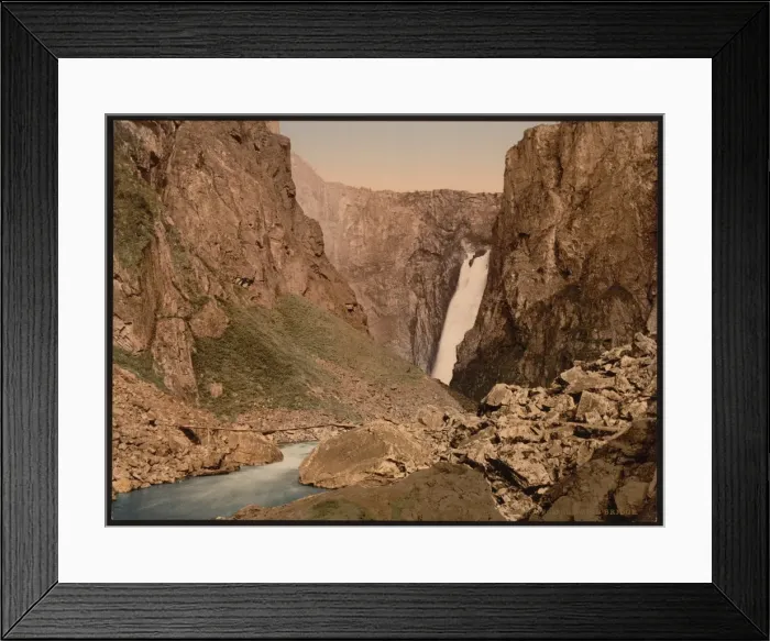 Framed Print : Vorinfos (i. e. Voringsfoss) with bridge, Hardanger Fjord, N Framed Print : Vorinfos (i. e. Voringsfoss) with bridge, Hardanger Fjord, N