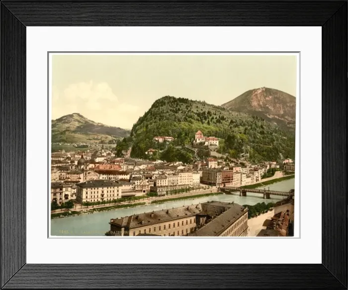 Framed Print : View of Gaisberg and Kapuzinerberg, Salzburg, Austro-Hungary Framed Print : View of Gaisberg and Kapuzinerberg, Salzburg, Austro-Hungary