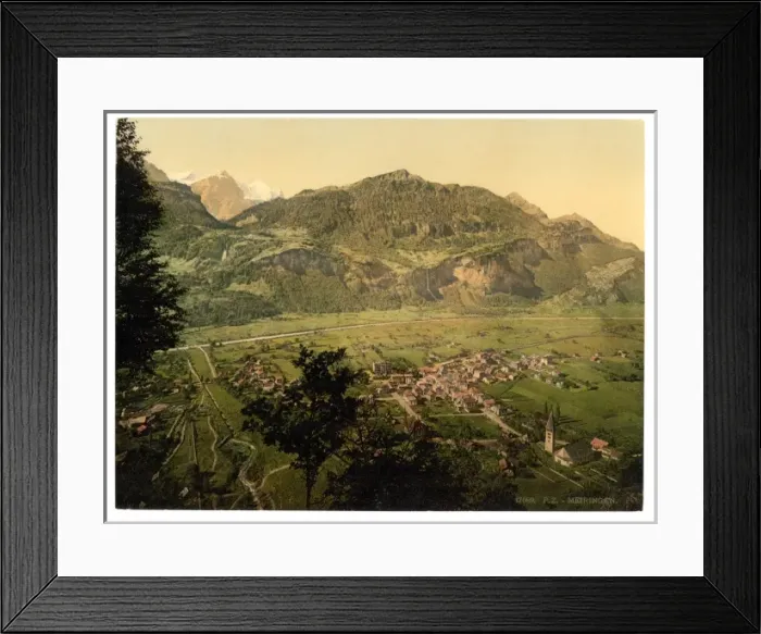 Framed Print : Bird s-eye-view of Meiringen, Bernese Oberland, Switzerland Framed Print : Bird s-eye-view of Meiringen, Bernese Oberland, Switzerland