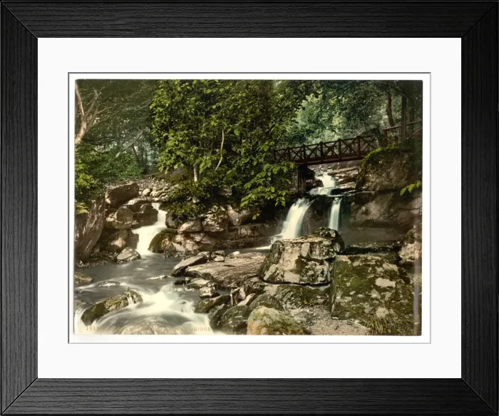 Framed Print : Glen Lyn. falls and upper bridge, Lynton and Lynmouth, Engl Framed Print : Glen Lyn. falls and upper bridge, Lynton and Lynmouth, Engl