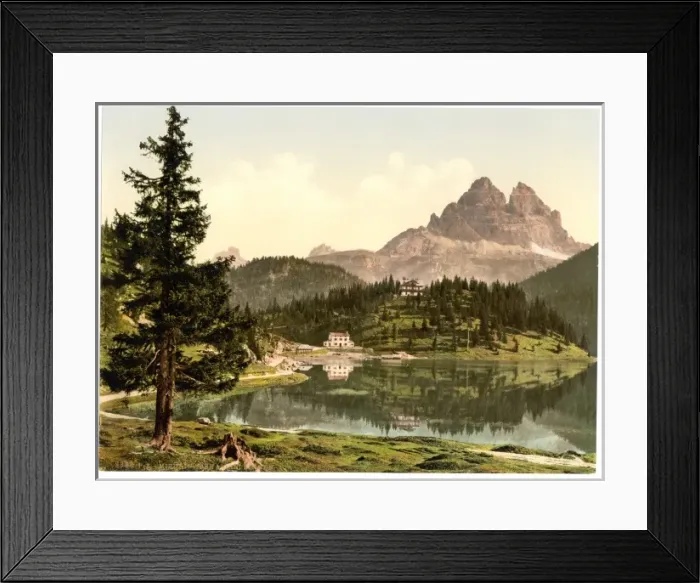 Framed Print : Misurinasee and Drei Zinnen, Tyrol, Austro-Hungary Framed Print : Misurinasee and Drei Zinnen, Tyrol, Austro-Hungary