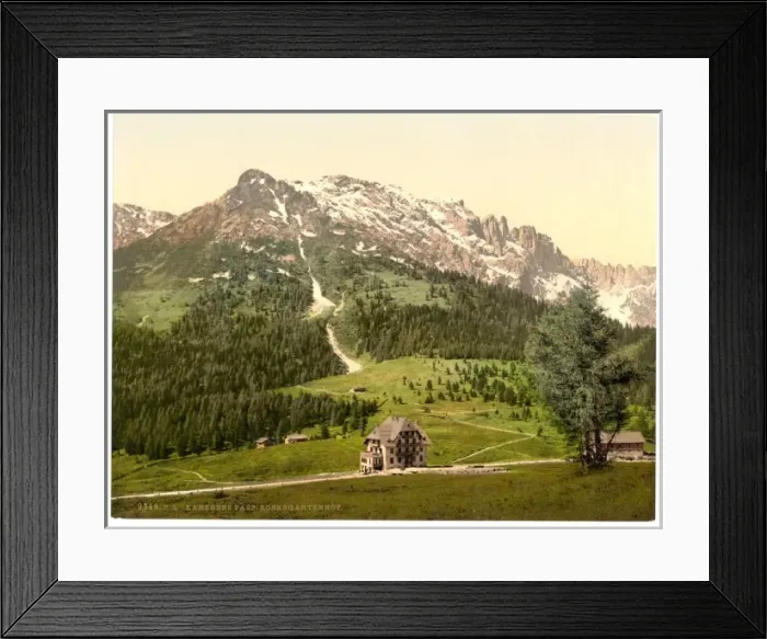Framed Print : Karersee Pass and Rosengartenhof, Karersee, Tyrol, Austro-Hu Framed Print : Karersee Pass and Rosengartenhof, Karersee, Tyrol, Austro-Hu