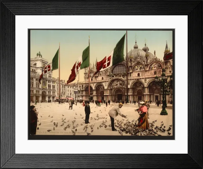 Framed Print : Feeding Pigeons in St. Marks Place, Venice, Italy Framed Print : Feeding Pigeons in St. Marks Place, Venice, Italy