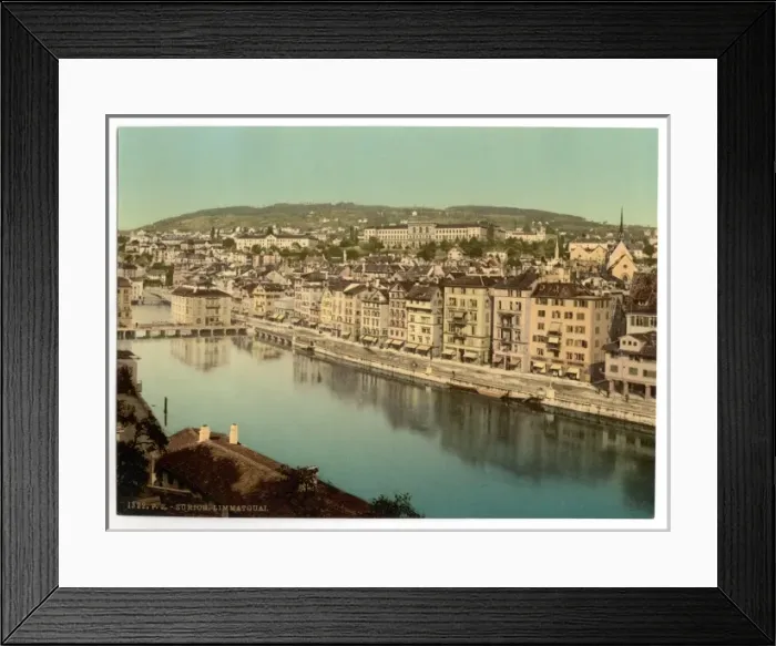 Framed Print : The Limmatquay, with Polytechnic, Zurich, Switzerland Framed Print : The Limmatquay, with Polytechnic, Zurich, Switzerland